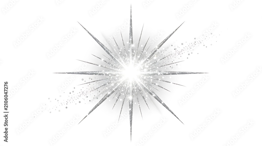 Fototapeta premium Sparkling Silver Star Burst Light Effect Element.