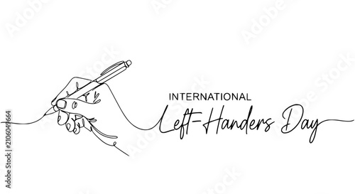 Konstfotografi International Left-Handers Day celebration with hand writing calligraphy pen, si