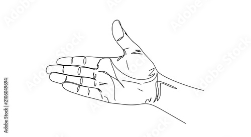 Canvastavla Open Hand Outline Gesture, Offering or Greeting, Minimalist Line Art