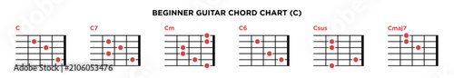 Fotografie Basic Guitar Chord Chart Icon Vector Template