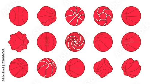Foto Abstract Red Spheres with Geometric Patterns