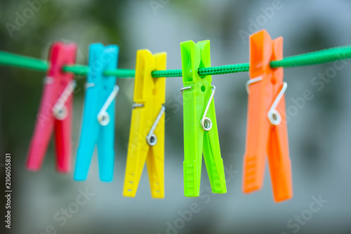 Colorful plastic clothespin...