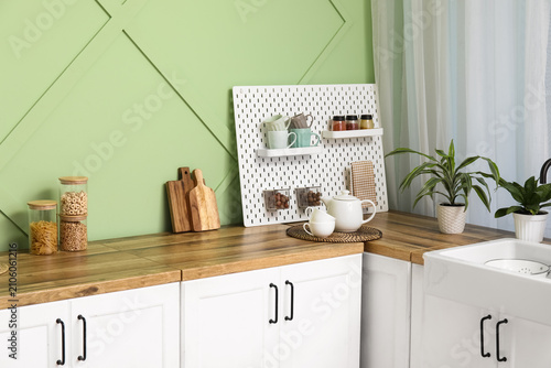 Pegboard, houseplants and t...