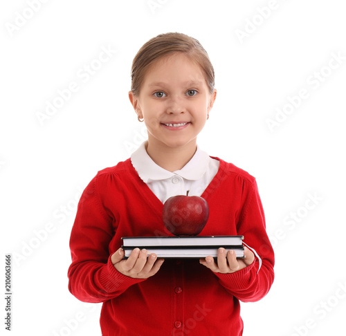 Little schoolgirl with book...