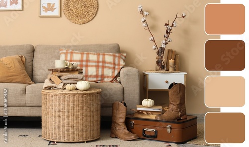 Cozy autumn living room int...