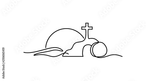 Foto Christian Easter empty tomb and cross illustration.