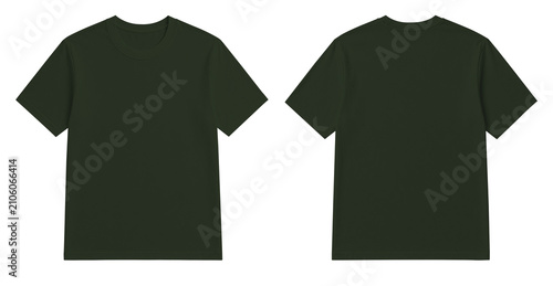 Army Green T-Shirt Mockup Front and Back View Isolated on Transparent Background