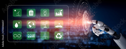 Using AI to manage green energy and sustainability. AI systems for renewable resources and eco friendly technology for environmental protection. Motif