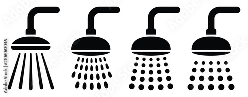 Toilet shower bathroom icon set with restroom facility symbols, hygiene signage, public sanitation icons, washroom navigation, shower amenities, and accessibility graphics, vector, designs
