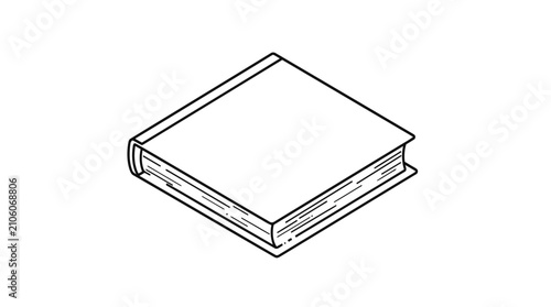 Canvastavla Isometric closed hardcover book line art