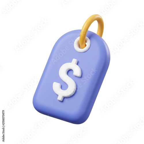 3D dollar currency tag icon for financial e commerce with e commerce currency shopping business