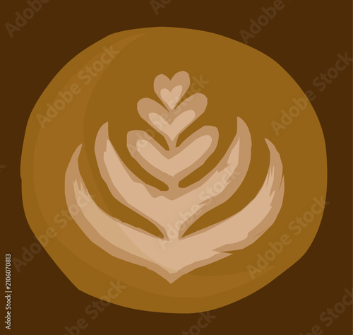 Caffe Latte art Illustration. Motif Coffee Background
