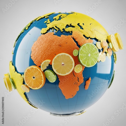 Citrus Continents: A Zestful World Awakens