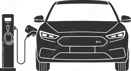 A clean electric car front view icon, suitable for EV, transport, mobility, and sustainable technology themes