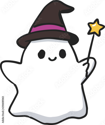 ghost wizard with magic wand Halloween 