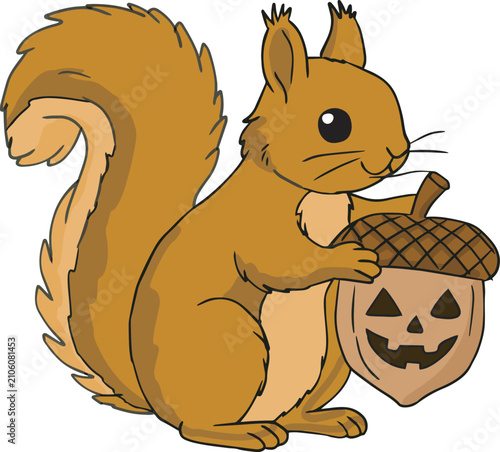 squirrel with acorn Halloween cartoon