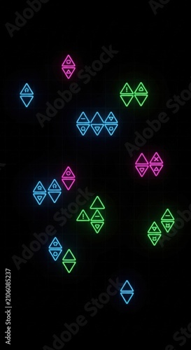 Colorful digital geometric shapes and patterns representing technology innovation data visualization and futuristic concepts in vibrant hues for creative projects and visual storytelling