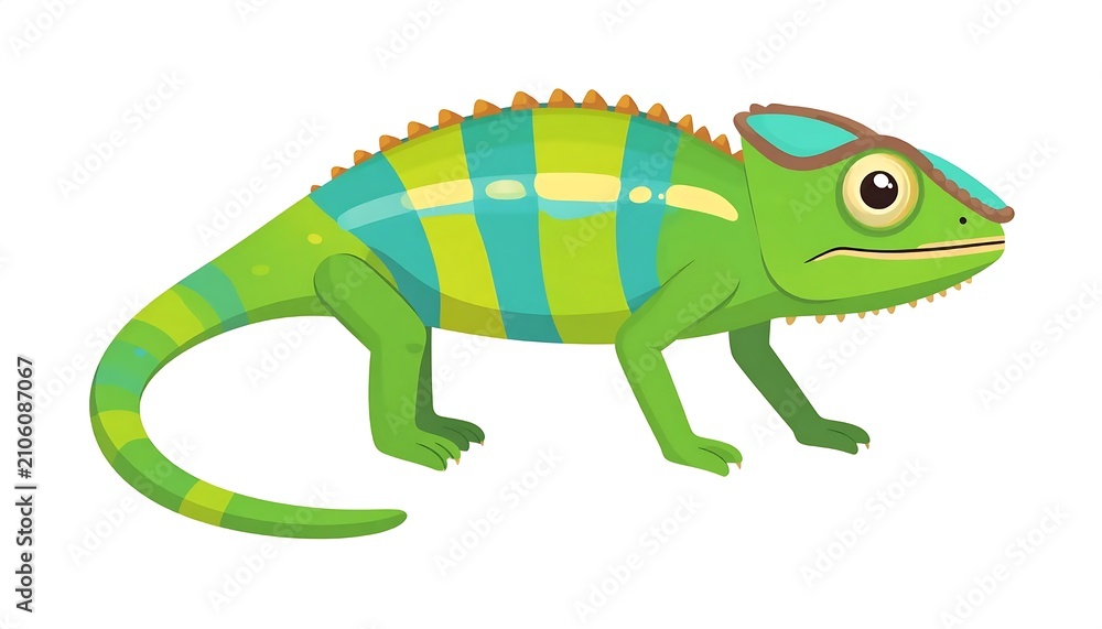 Fototapeta premium Cartoon green alligator with colorful blocks on back.