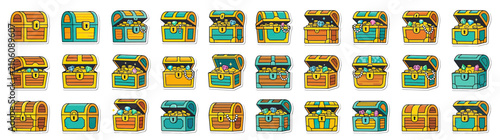 Foto Collection of Pixel Art Treasure Chests Filled with Jewels