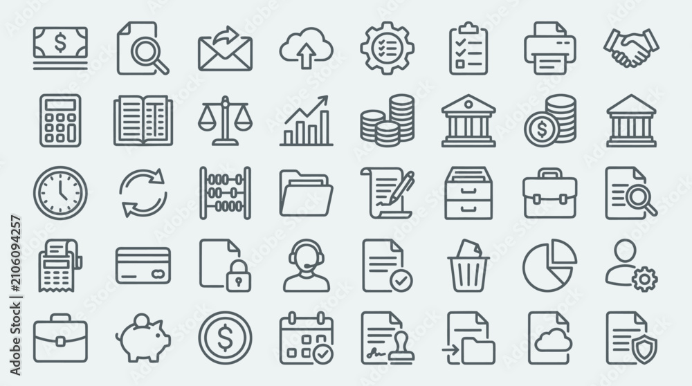 Fototapeta premium General business management and corporate office icon set.
