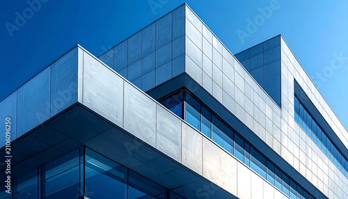 Close Up of Modern Corporate Office Building Architecture Featuring Textured Exterior Surfaces with Dramatic Light and Shadow Patterns
