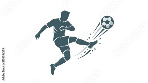 Slika na platnu Dynamic soccer player kicking ball in action pose.