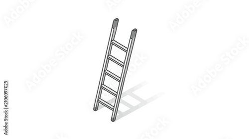 Obraz na plátně Isometric silver extension ladder leaning on wall.