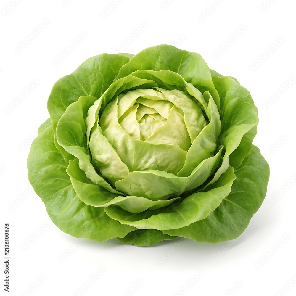 Obraz premium 3D icon of fresh green lettuce head with vegetable nutrition vegetarian culinary ingredient illustration