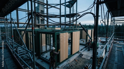 Innovative Construction Site Showcasing Modular Building Techniques And Modern Architectural Design