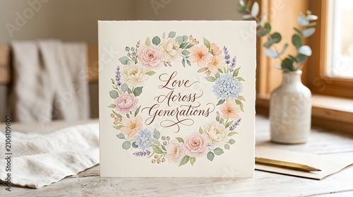 Elegant floral greeting card with handwritten message. Romantic stationery for special occasions.