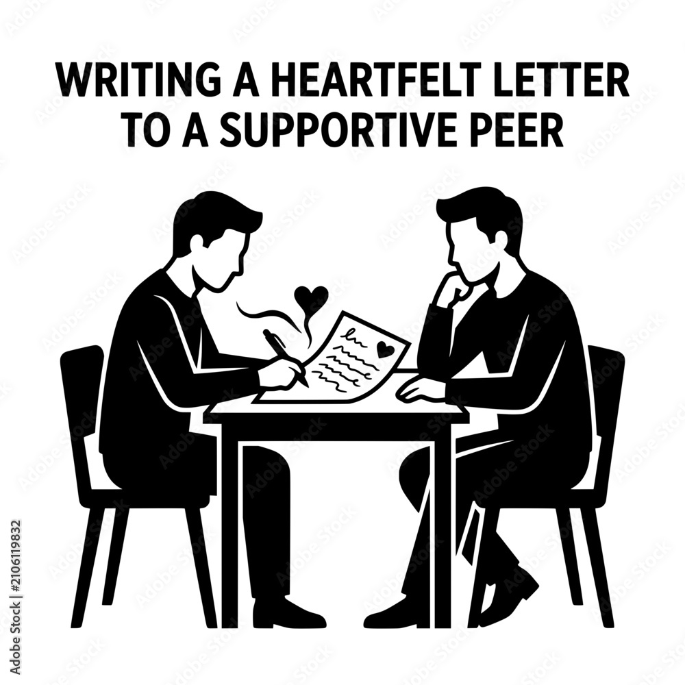 Fototapeta premium Two Individuals Writing and Reading a Heartfelt Letter Together.
