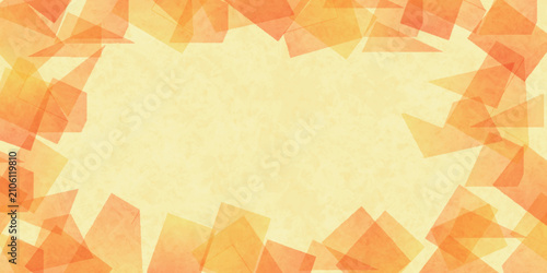 Abstract geometric frame with warm orange and yellow layered paper shapes