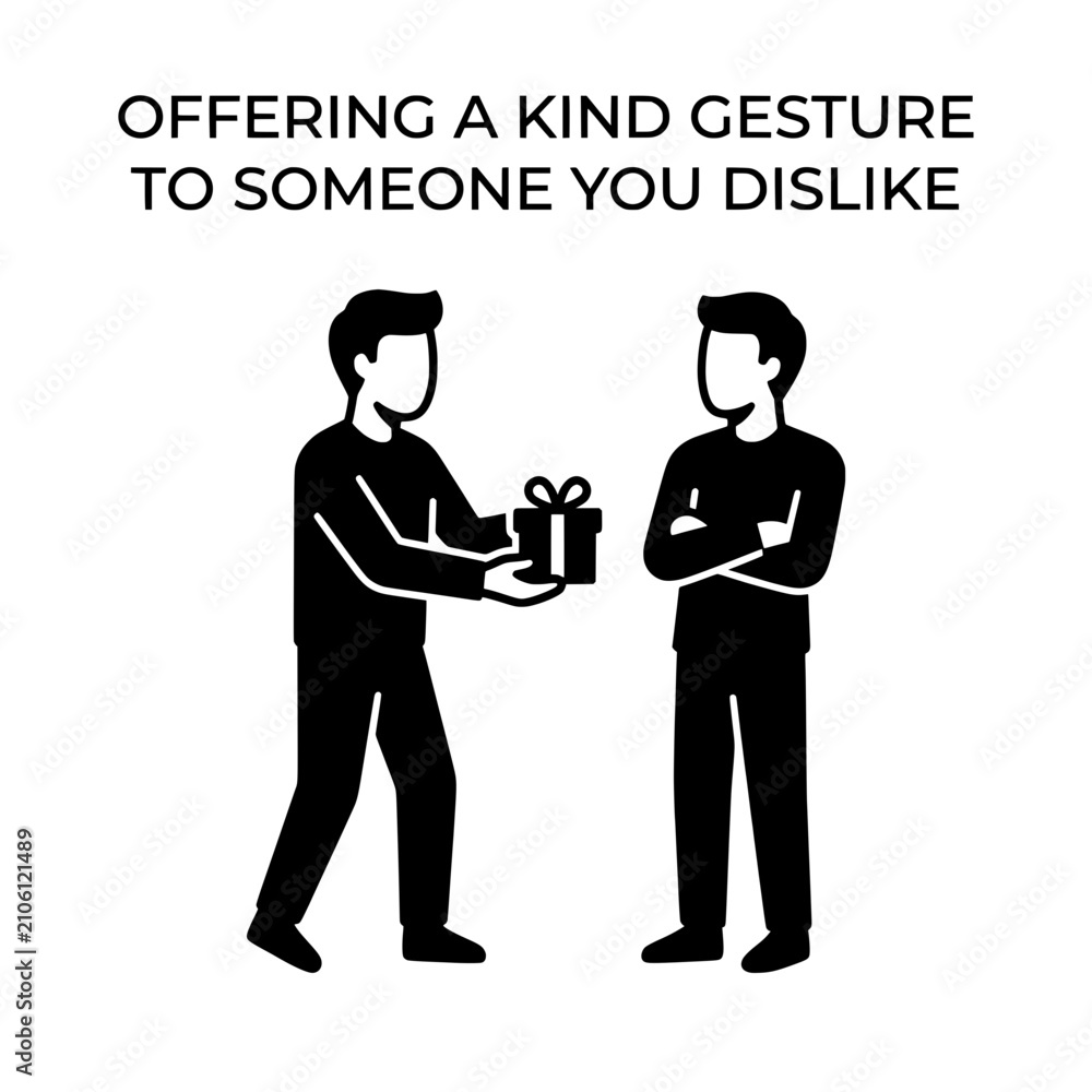 Naklejka premium Offering a Gift A Symbolic Gesture of Kindness and Dislike.