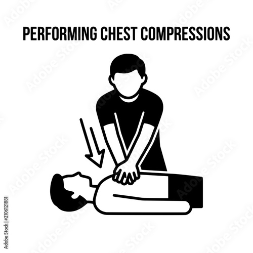Performing LifeSaving Chest Compressions on a Patients Chest.