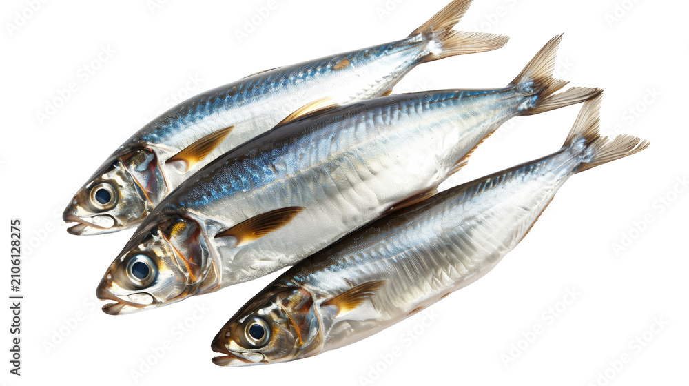 Fototapeta premium Fresh raw sardines isolated on transparent background, whole fish for cooking and seafood dishes