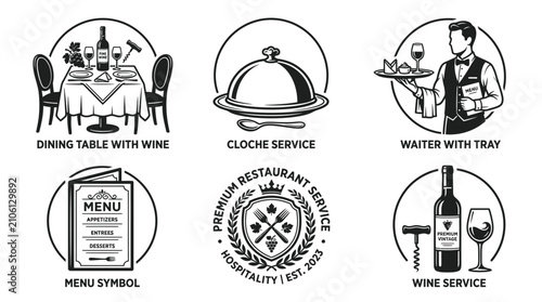 Bild auf Leinwand Restaurant Service Icons Black Line.