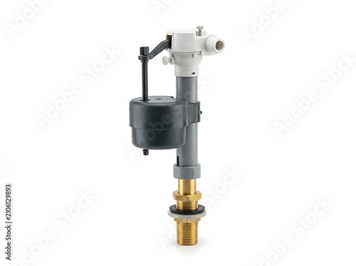A modern toilet tank fill valve mechanism for plumbing repair and maintenance.