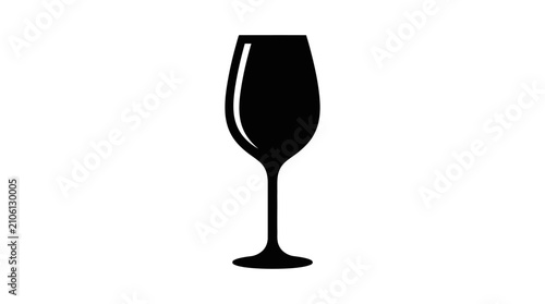 Schilderij op canvas Wine glass silhouette on white background.