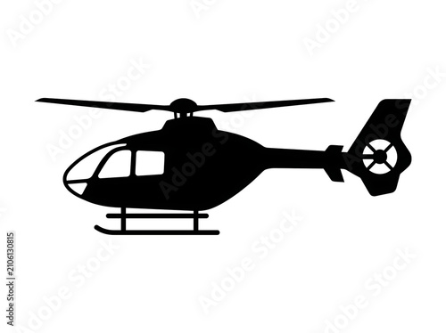 A black silhouette of a helicopter isolated on a white background.