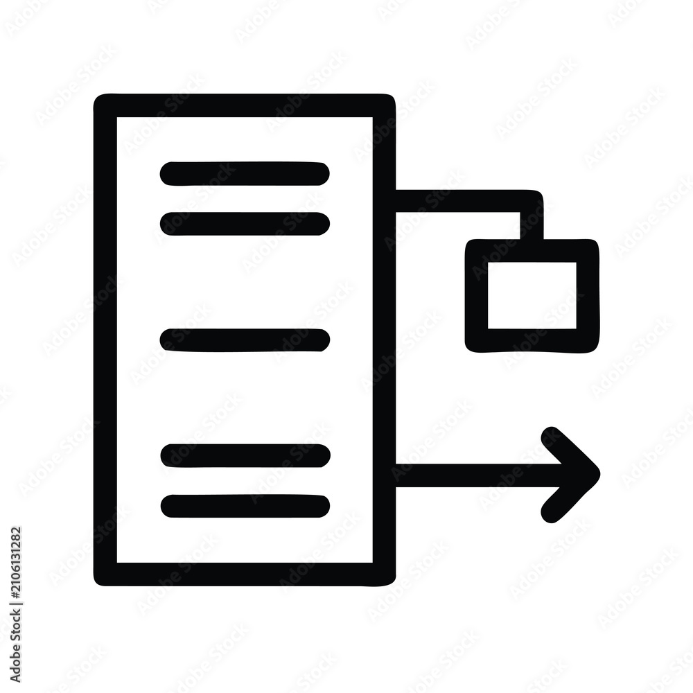 Fototapeta premium Document with paperclip and arrow icon - Minimalist flat design icon showing a document linked to a paperclip with an arrow pointing to the right.