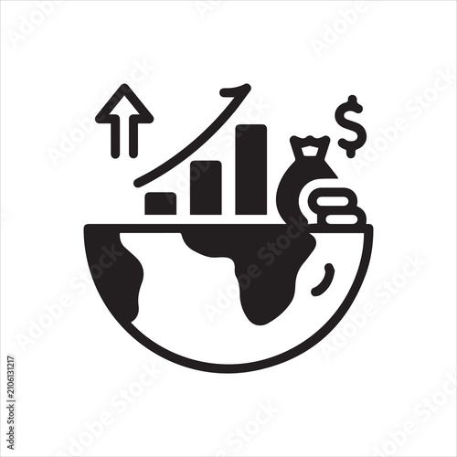 Obraz na płótnie Black solid icon for gdp growth.