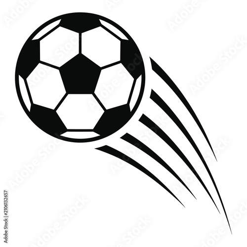 фотографія Black and white soccer ball with motion lines flying through air quickly icon