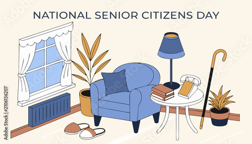 Cozy living room scene celebrating national senior citizens day in style