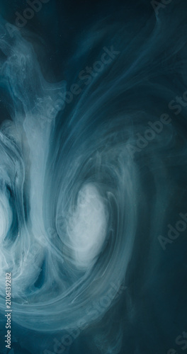 Haze wave. Paint spiral. Liquid dye stream curl white gray black texture. Art fluid defocused round color flow abstract background.