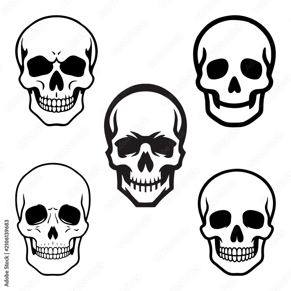Obraz premium Black and white skull icon