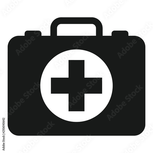 Bild auf Leinwand Medical first aid kit icon with white cross on black case icon