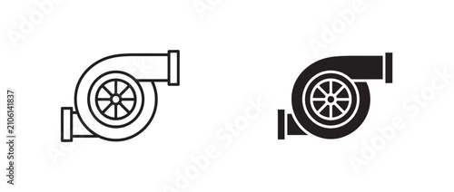 Bild auf Leinwand Turbocharger vector icon set representing automotive performance parts and engine power boost