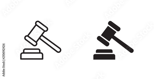 Fotografía Professional judge gavel icons featuring solid and outline designs for legal app