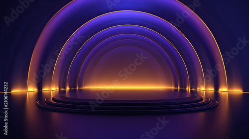 Futuristic Stage with Neon Arches