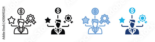 Benefits icon set multiple style collection
